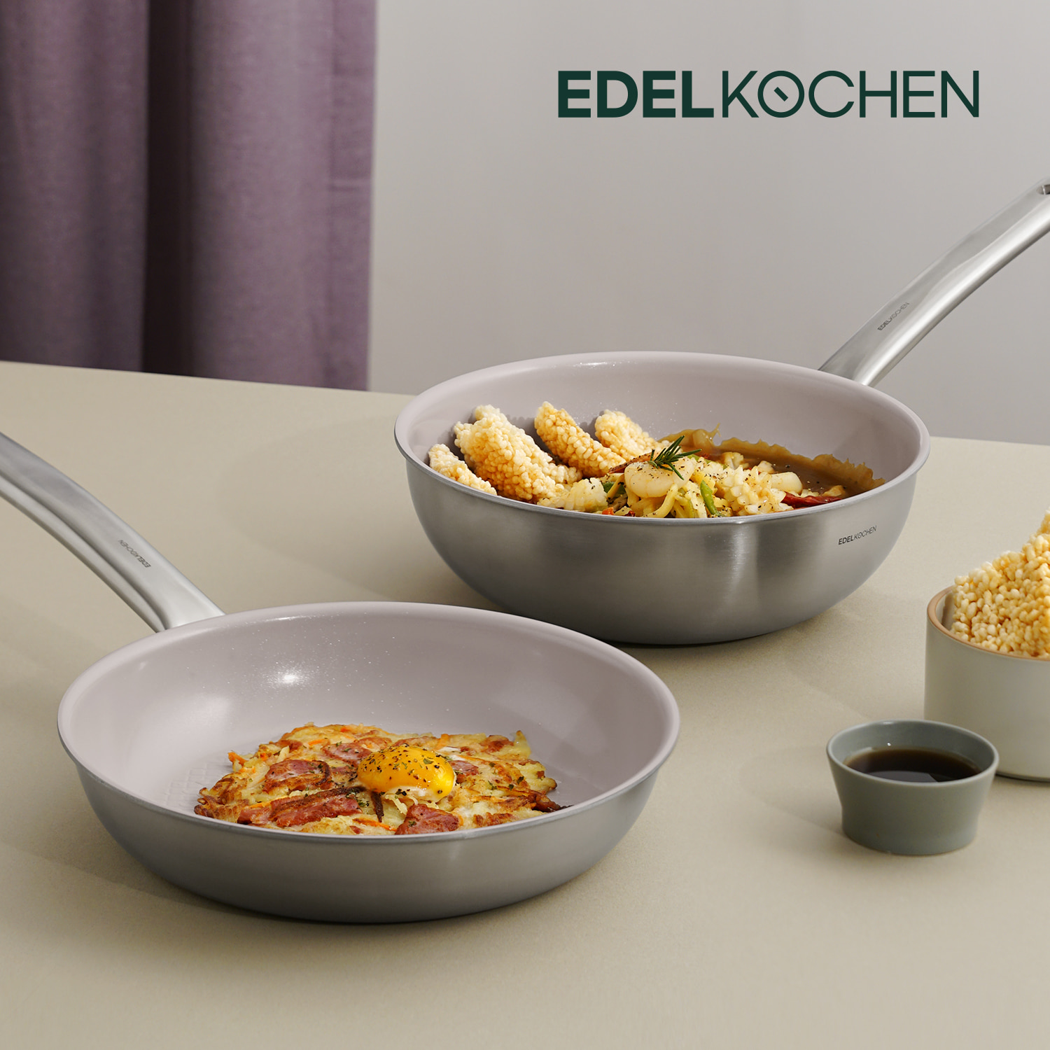 Chảo Inox 304 đúc liền khối Hàn Quốc Easy Prism phủ chống dính Ceramic Oganic 24cm