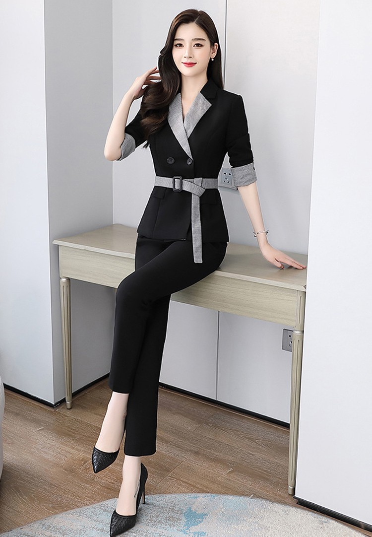 Set bộ Vest phối caro kèm thắt lưng