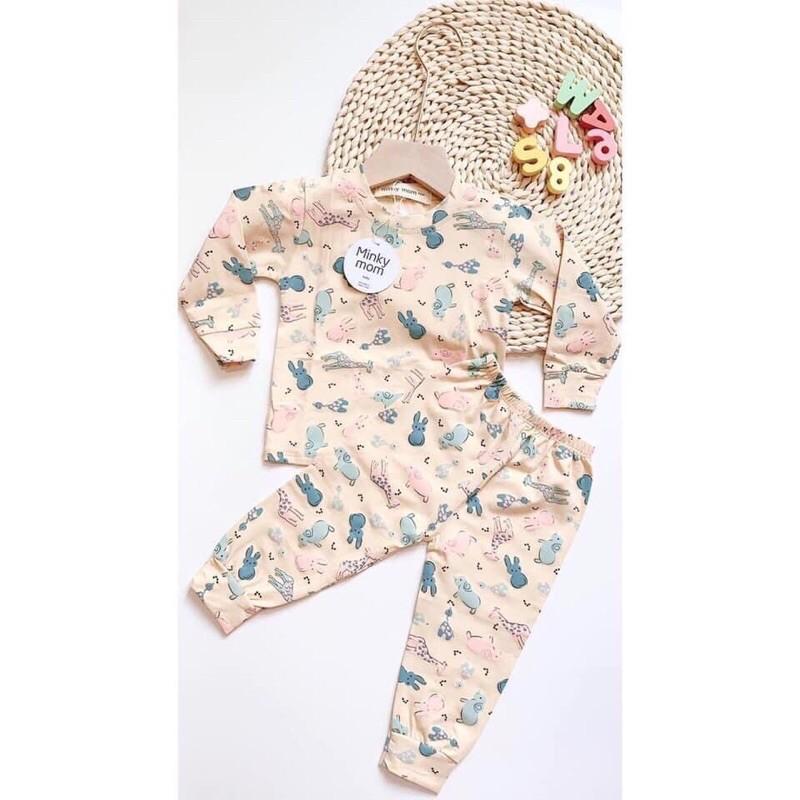 Bộ dài tay thun lạnh Minky mom in hoạ tiết động vật