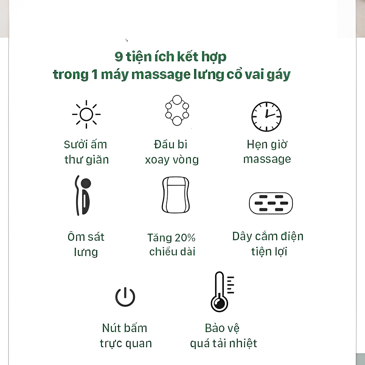 Máy massage lưng cột sống, gối massage lưng,gối mát xa cổ vai gáy Beame BM-V56 ,với con lăn 4D và nhiệt hồng ngoại giúp giảm căng thẳng mệt mỏi