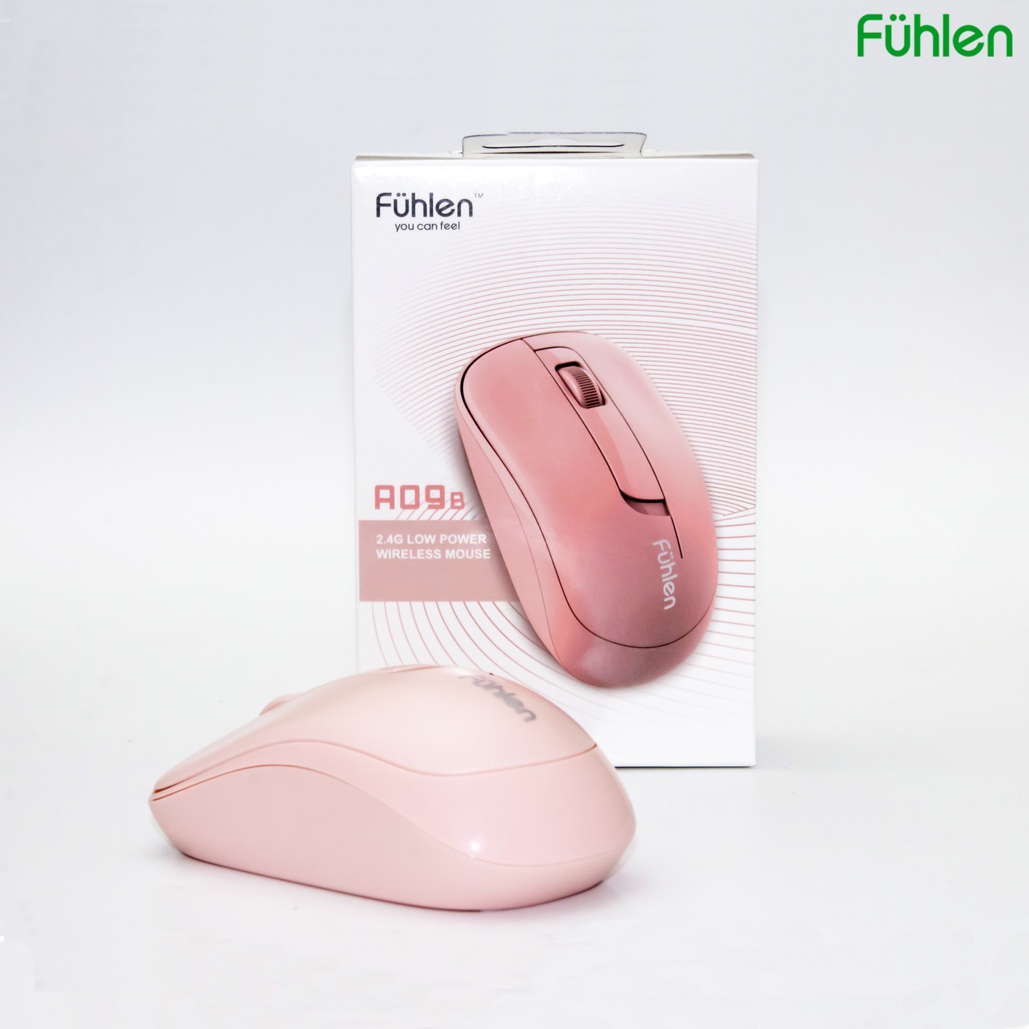 Chuột không dây Wired mouse Fuhlen A09 màu Đen/ Hồng tặng kèm pin- Hàng chính hãng