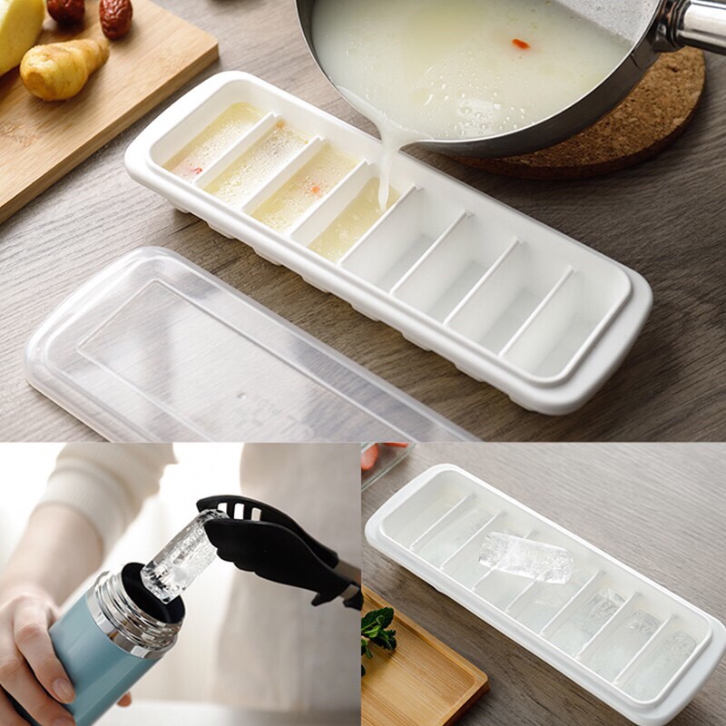 Combo 02 Khay đá nhựa có nắp đậy chống bụi bẩn - Hàng nội địa Nhật Bản