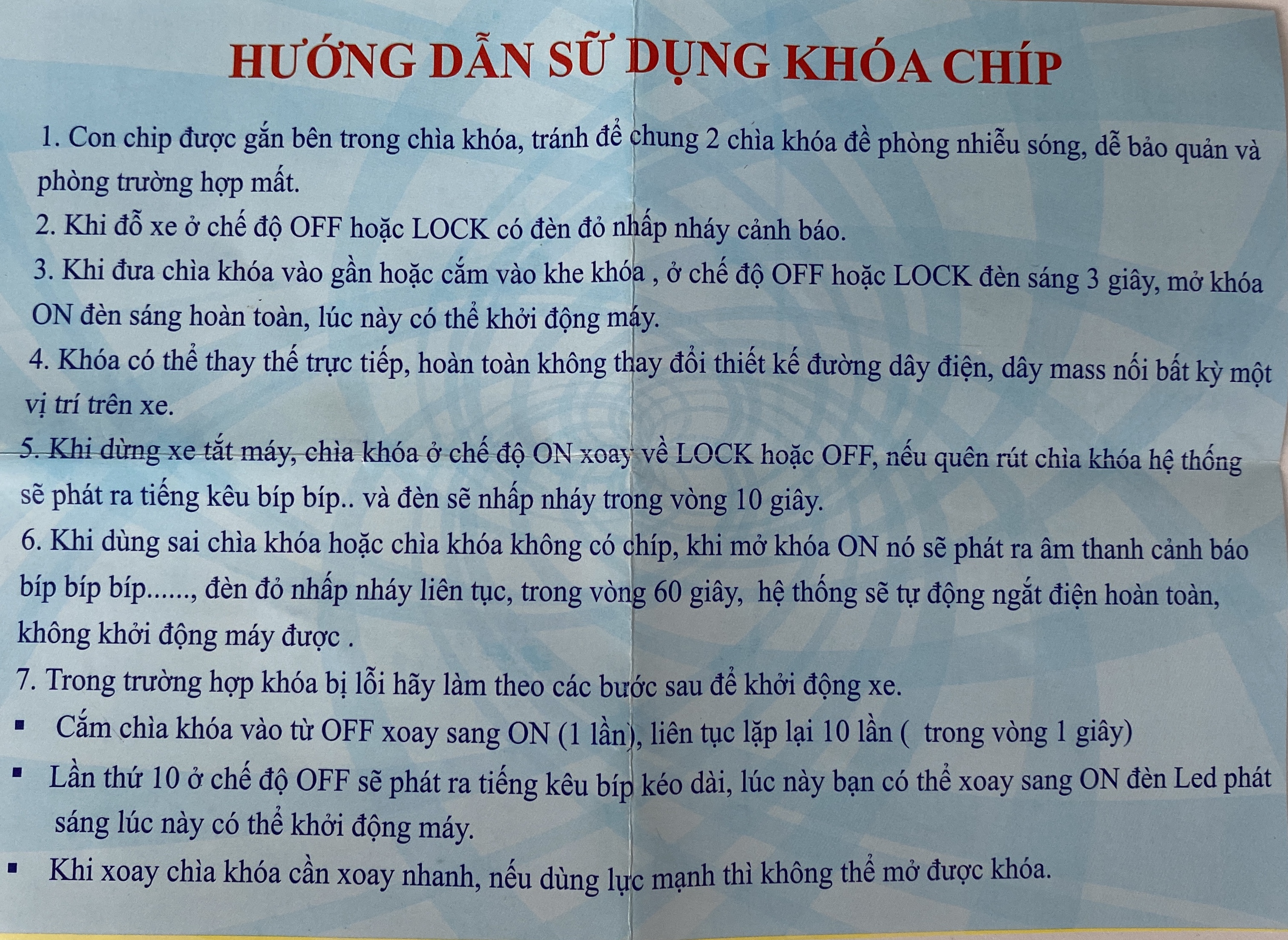 Ổ Khóa Chống Trộm Chip Từ Thông Minh Dành Cho Xe Airblade 2016, PCX 2016, Lead 2016