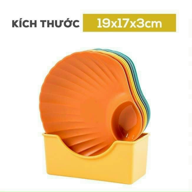 Set 4 Đĩa nhựa đựng thức ăn hình vỏ sò – đĩa nhựa vỏ sò độc lạ