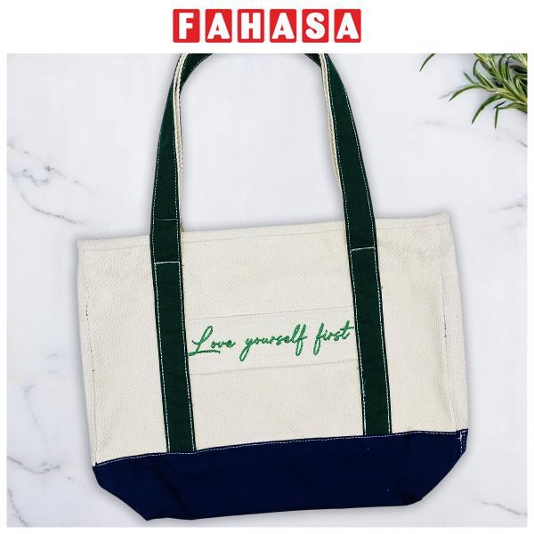 Túi Vải Tote Thêu Chữ - Size M - Saigon ZeroWaste - Mẫu 3 (Slogan Ngẫu Nhiên)