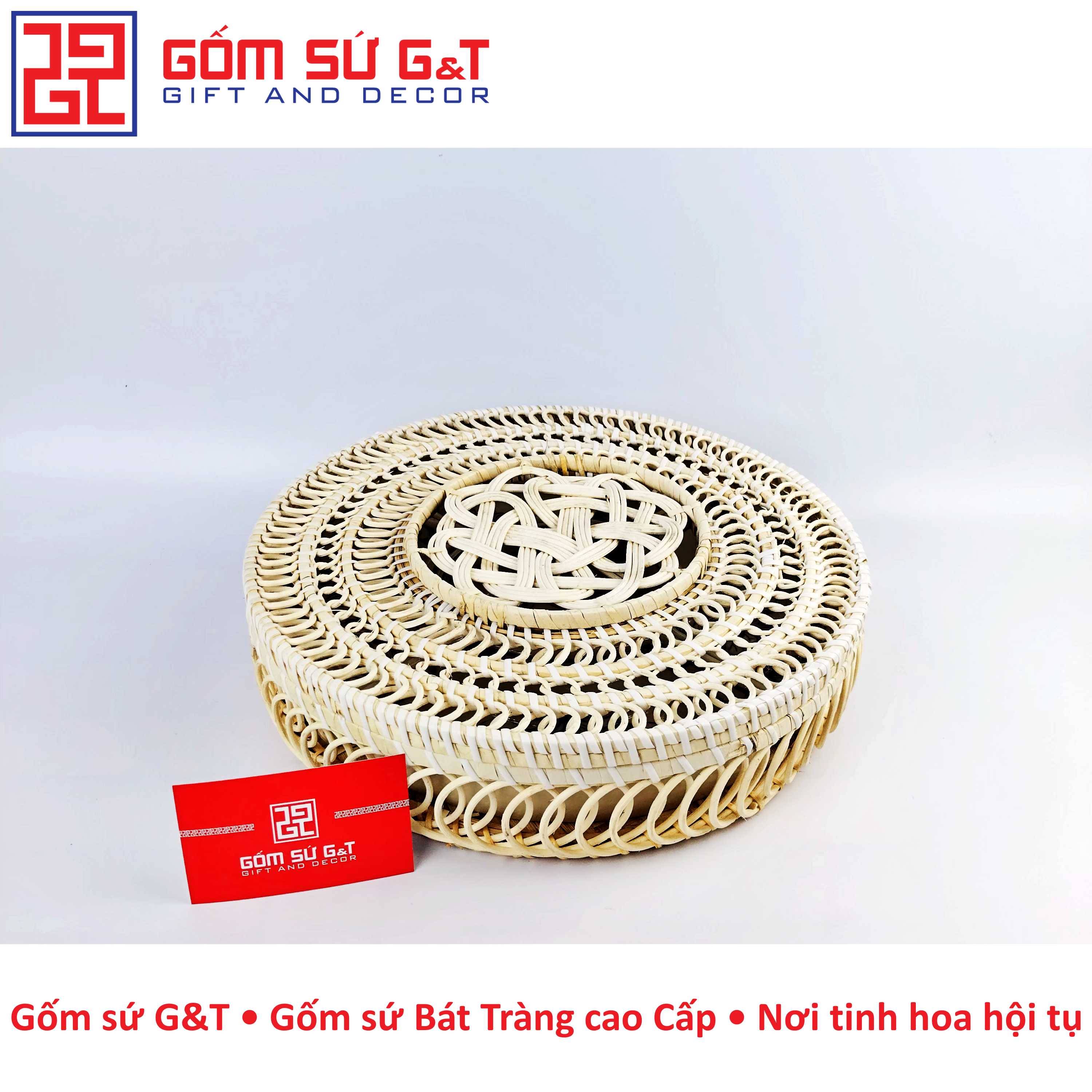 Khay mứt Tết vẽ bông sen Gốm Sứ G&amp;T