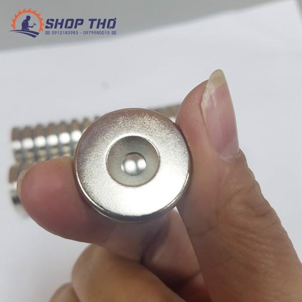 Nam châm trắng tròn có lỗ 25x5mm set 3 cái