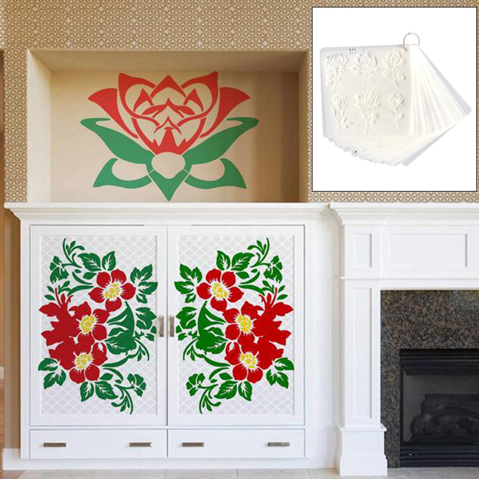 20Pcs Flower Painting Stencils DIY Durable Art Crafts for Tile Floor