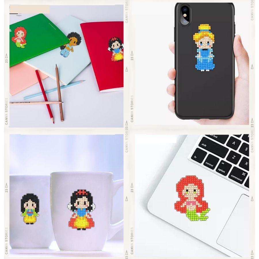 Bộ Tranh Đính Đá Kim Cương Giả Mini Tạo Sticker Công Chúa Cho Bé Trang Trí