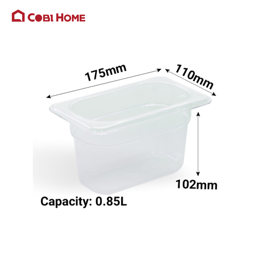 Hộp nhựa đựng thực phẩm 1/9, cao 102mm HORECA Samkwang SKCAMEL PC491FP