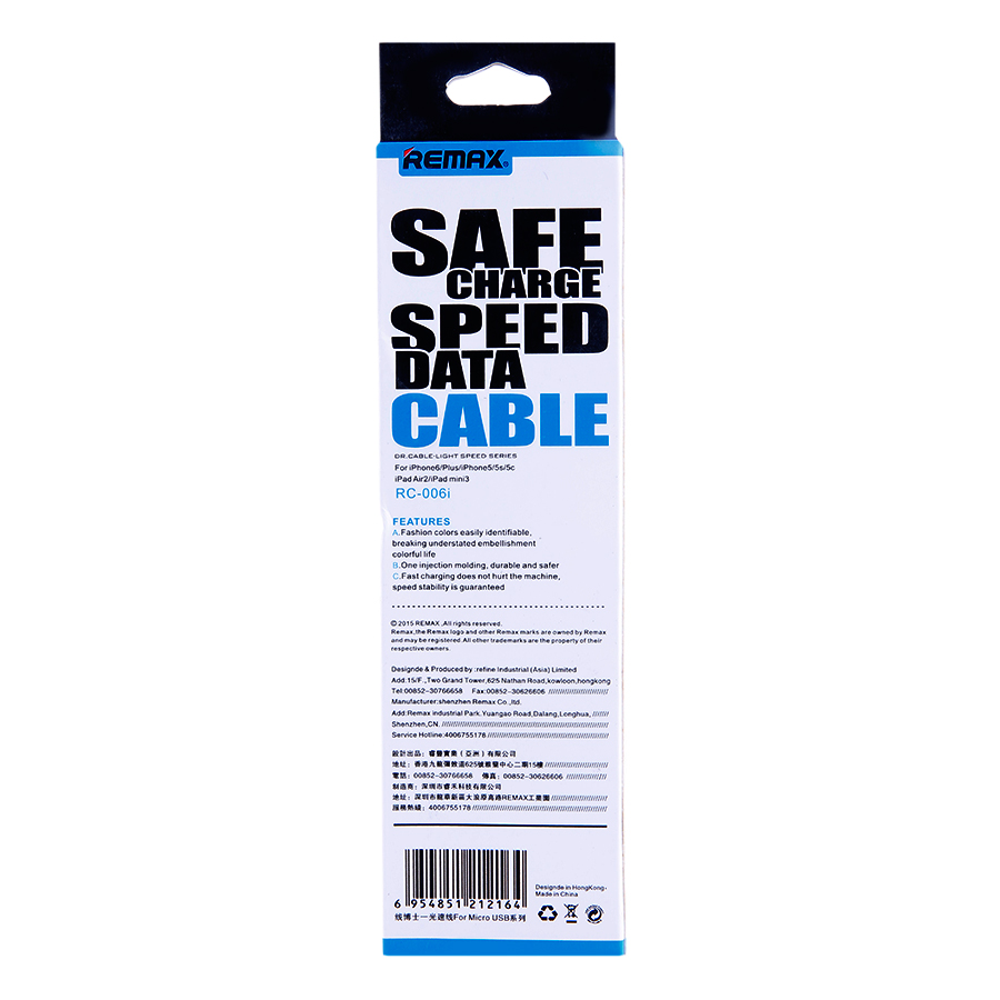 CÁP SẠC LIGHTNING REMAX RC-006I