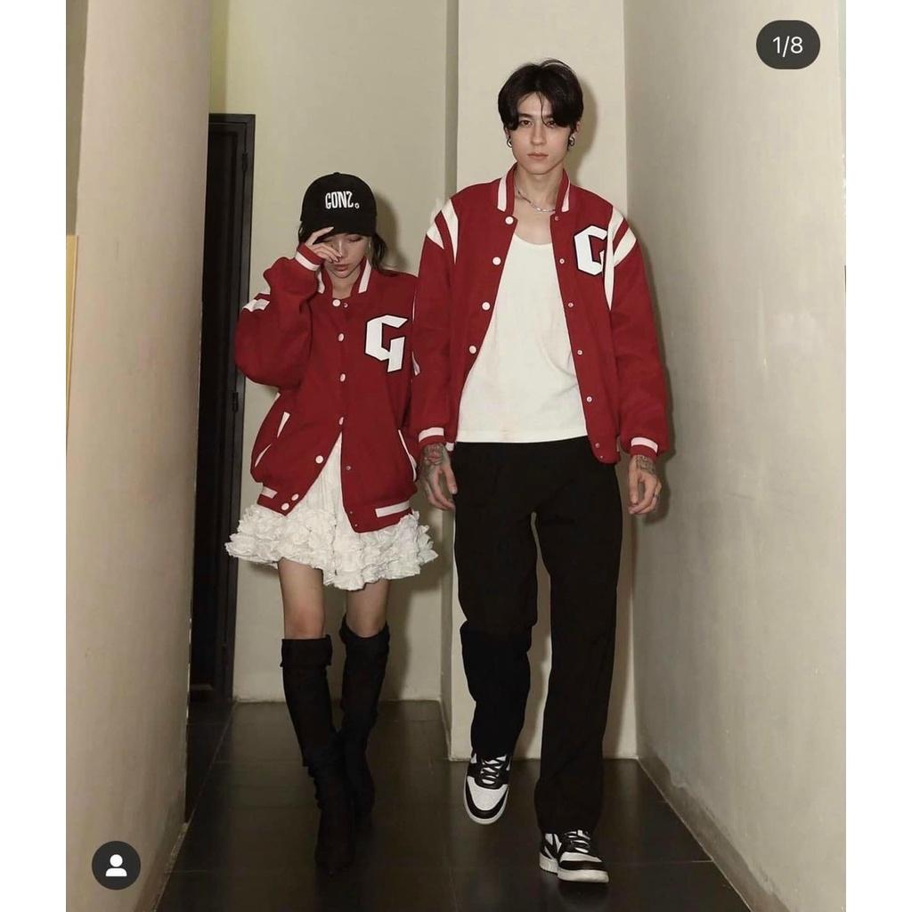 (nhiều màu) Áo Bomber Nhung Gân Thêu G SỌC TAY Chất Nhung Form rộng Unisex Nam Nữ Couple jacket Varsity Graffiti
