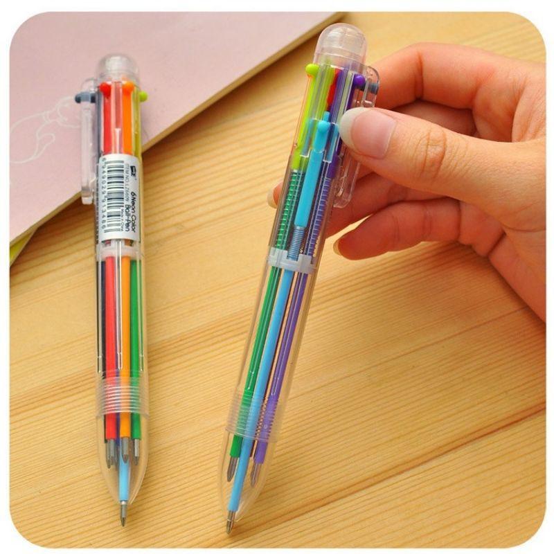 Bút bi bấm 6 màu nhiều ruột