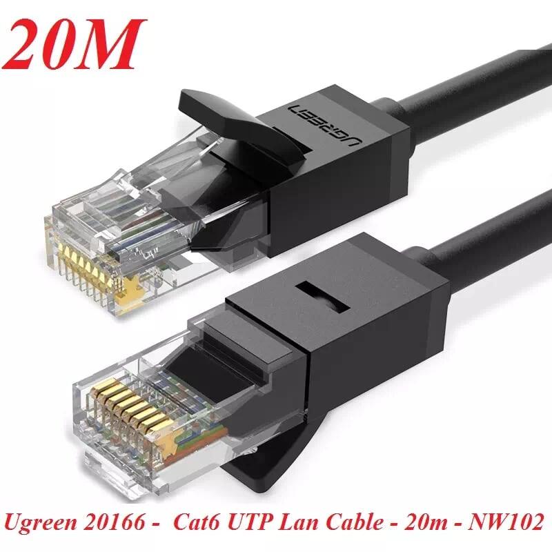 Ugreen UG20166NW102TK 20M màu Đen Cáp mạng LAN CAT6 UTP - HÀNG CHÍNH HÃNG