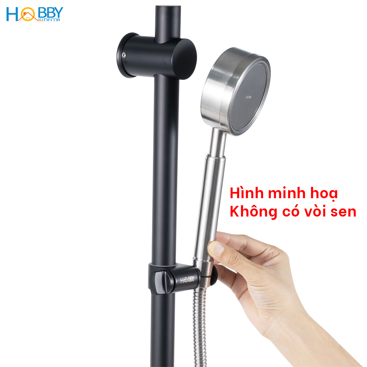 Thanh treo tay sen inox 304 sơn đen Hobby home decor GVST3 tăng giảm chiều cao