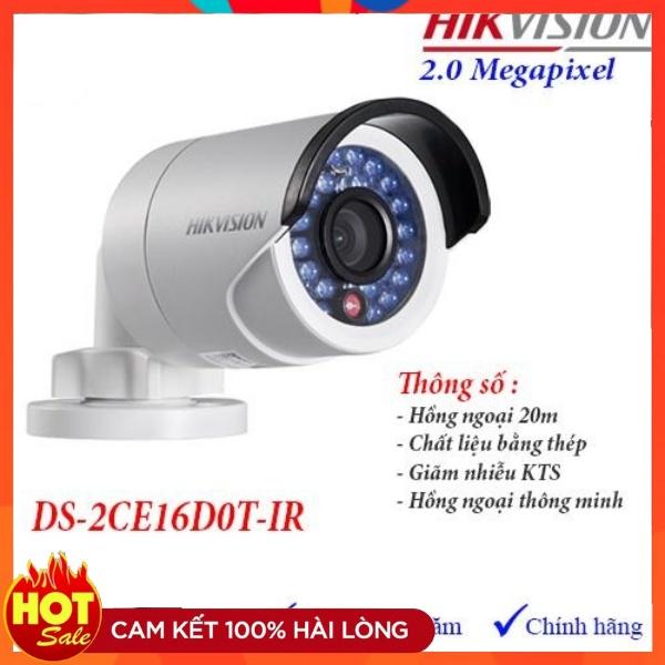 Hikvision DS-2CE16D0T-IR (Vỏ Sắt), HD-TVI hồng ngoại 2.0 Megapixel - Hàng chính hãng