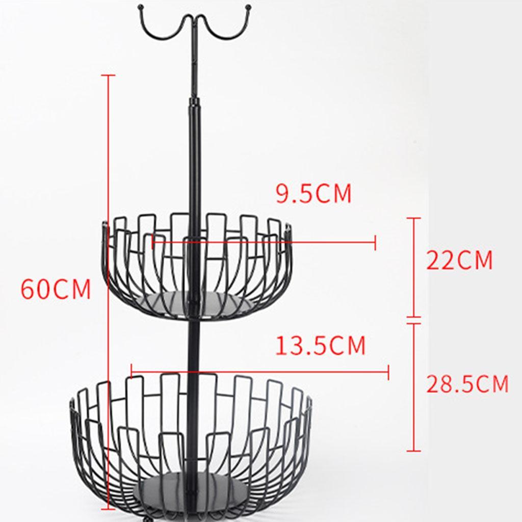 Iron Art 2 Tier Hanging Fruit Basket Holder Storage Rack Black Space Saver