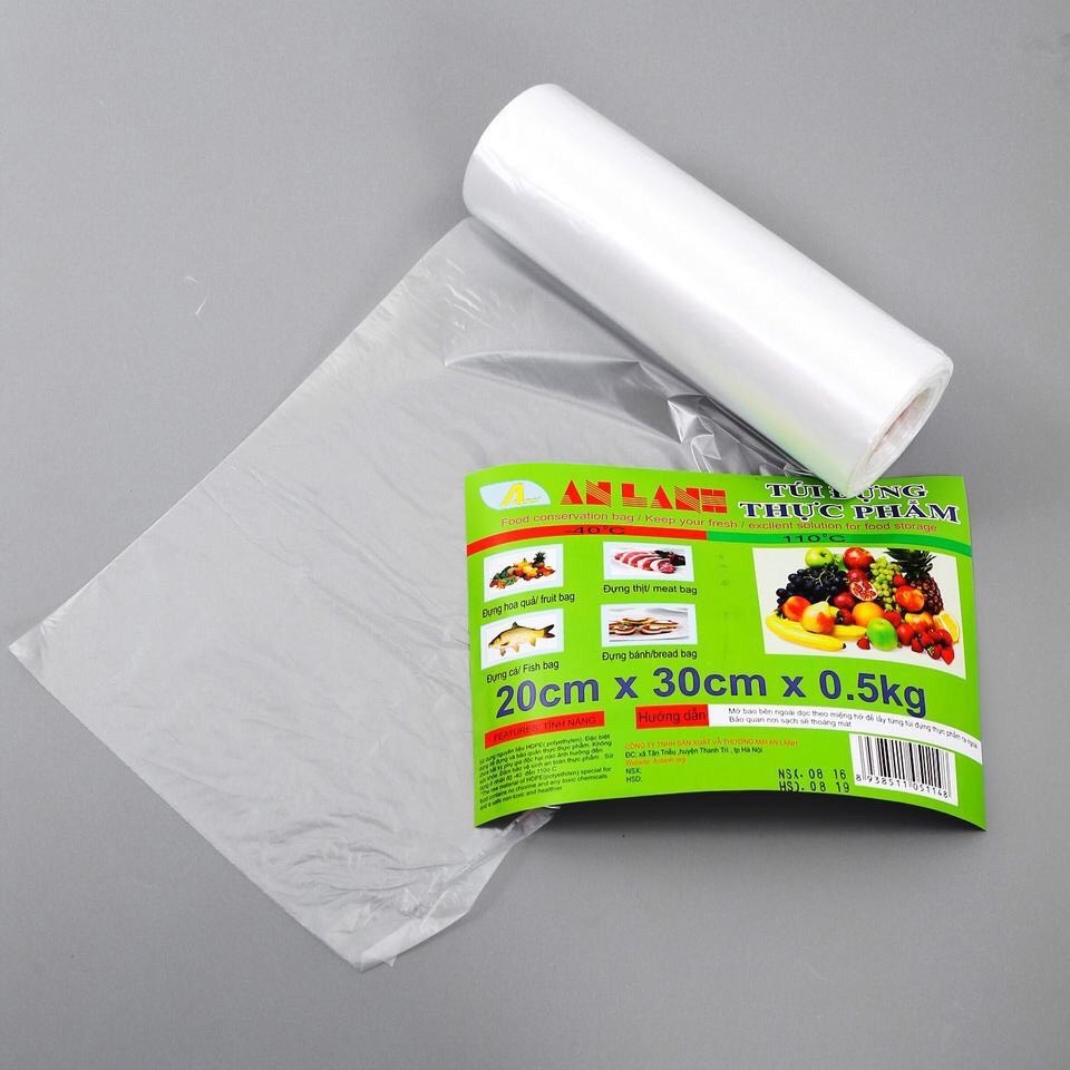 Cuộn túi đựng thực phẩm tự phân hủy 20x30x150 túi 1 cuộn