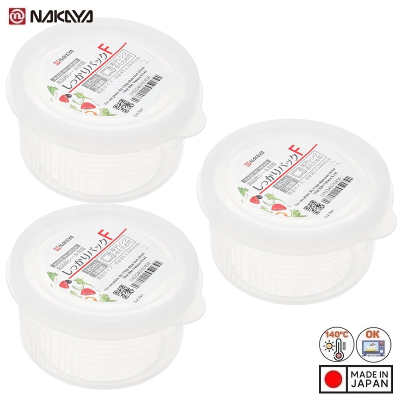 Bộ 03 hộp nhựa bảo quản thực phẩm hình tròn 180ml - Hàng nội địa Nhật Bản