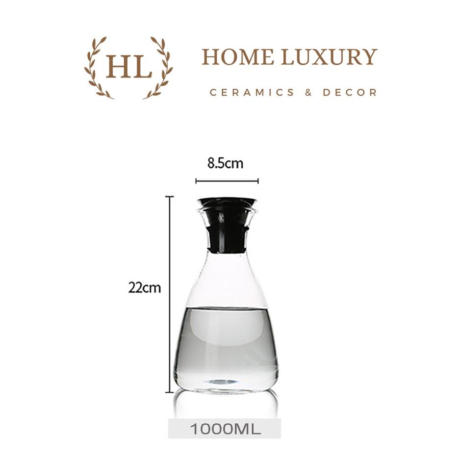 Bình nước thủy tinh nắp inox đóng mở tự động Decor 2022 | BÌNH TT CHỊU NHIỆT DECOR ĐÓNG MỞ TỰ ĐỘNG KIỂU DÁNG VINTAGE