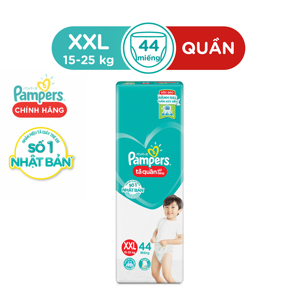 Tã/ Bỉm Quần PAMPERS Giữ Dáng Gói Đại Size M(60 miếng, 7-12kg)/ L(54 miếng, 9-14kg)/ XL (48 miếng, 12-17kg)/ XXL (44 miếng, 15-25kg), Chống Xệ