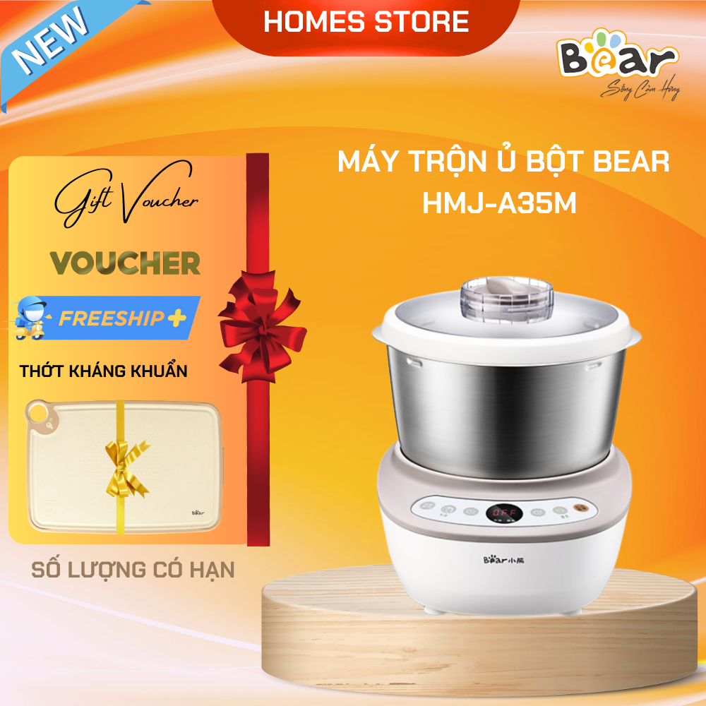 Máy Nhào Ủ Bột, Máy Làm Bánh Mỳ BEAR HMJ-A35M Dung Tích 3.5 Lít Công Suất 120 W - Hàng Chính Hãng