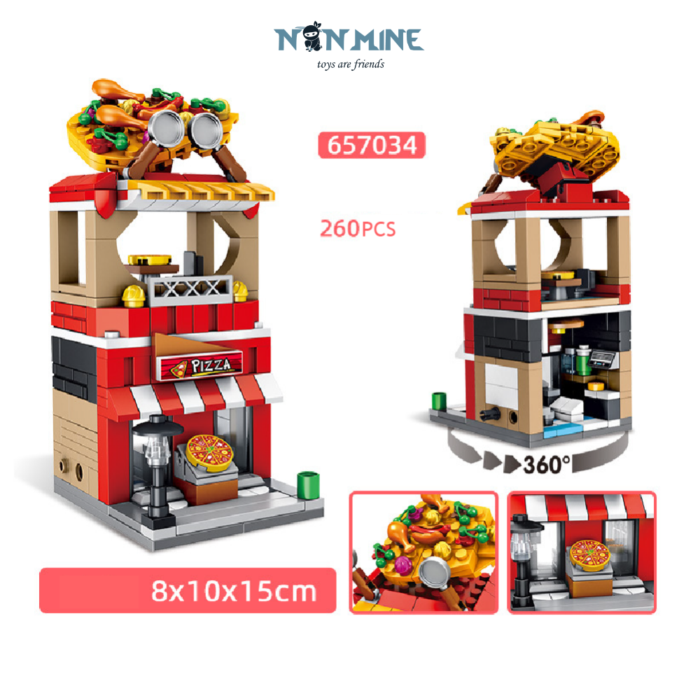 Đồ Chơi Lắp Ráp Panlos Mô Hình Nhà Bánh Quán Bar Kem Phố Tiệm Pizza Street View Hơn 200 Chi Tiết