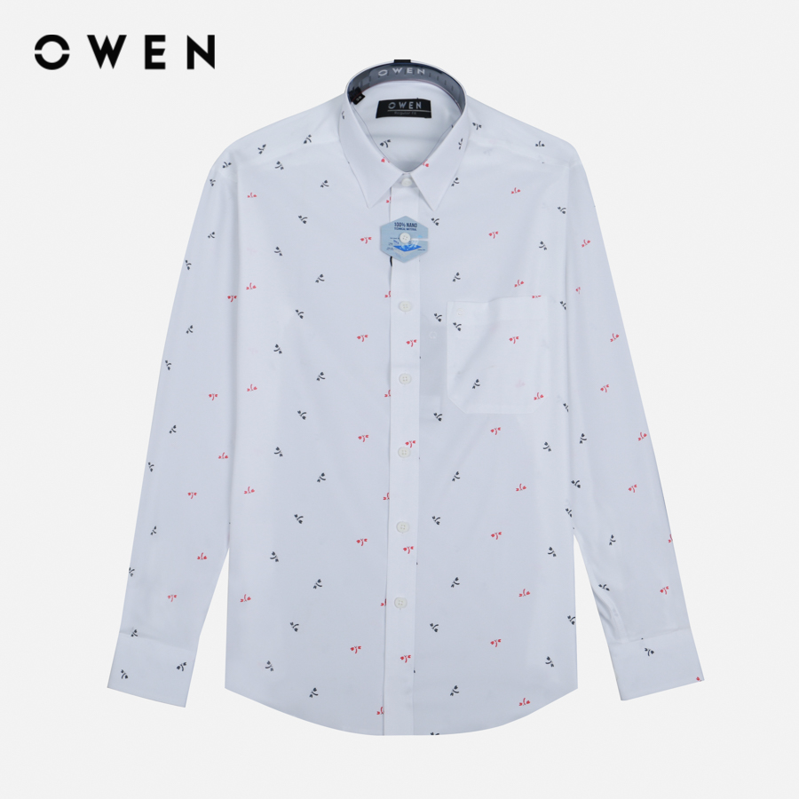 OWEN - Áo sơ mi nam Dài tay form Regular Fit chất liệu Nano Họa tiết nhỏ - AR22888DT