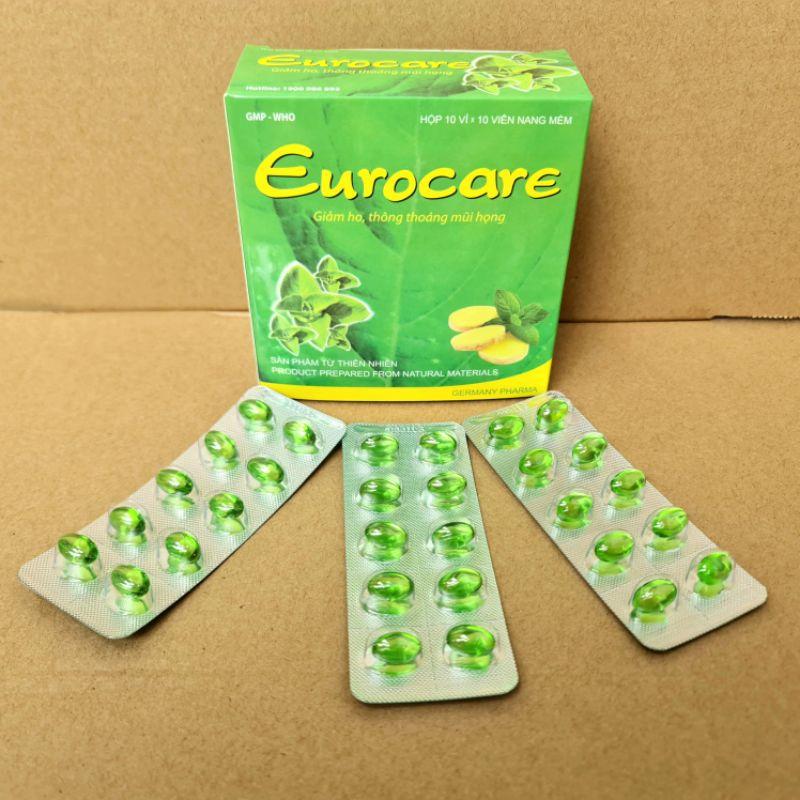 Eurocare Hộp 100 viên - giúp giảm ho, đau rát họng, khan tiếng, hóa đờm, giảm các triệu chứng của viêm đường hô hấp trên