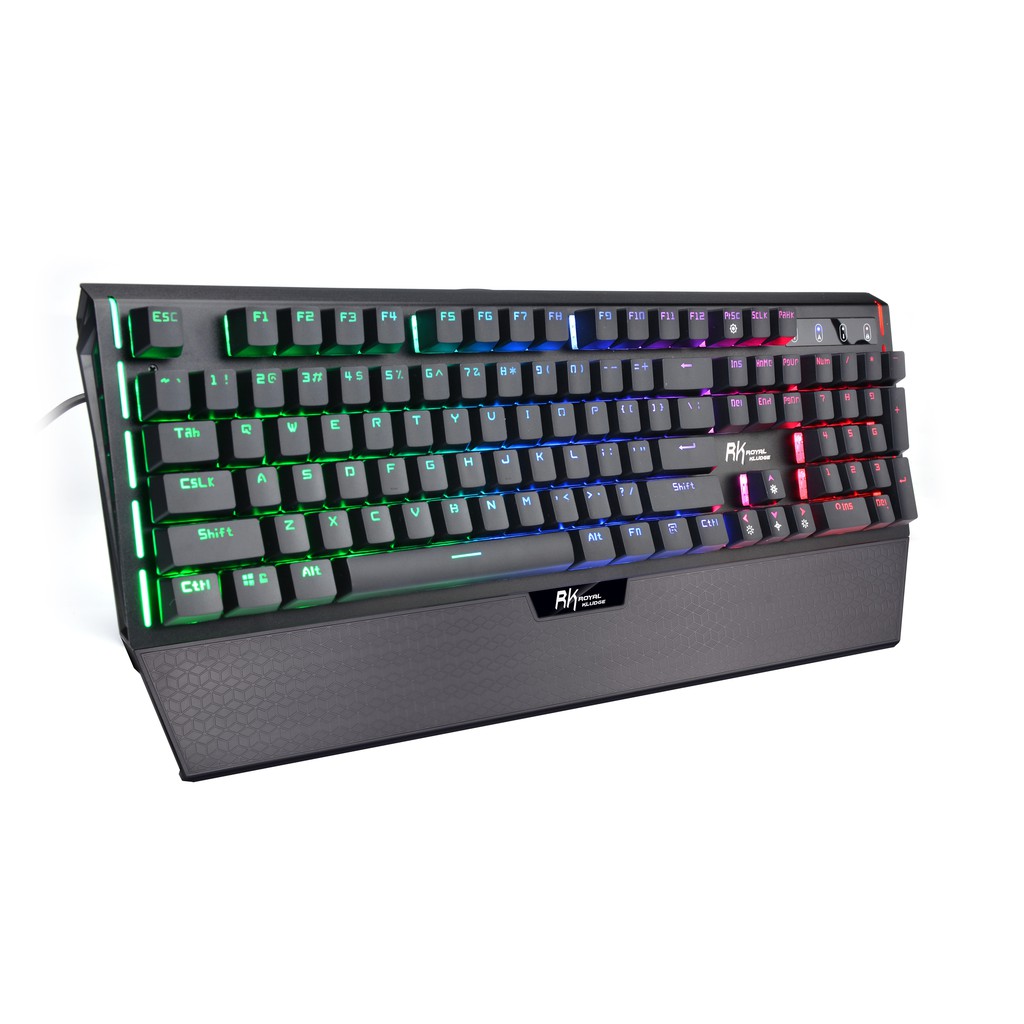 Bàn phím cơ gaming ROYAL KLUDGE Full size Bảng Kim Loại Marco Có Đèn LED RGB sinh động kê cổ tay có thể tháo rời - Hàng chính hãng