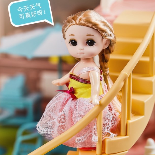 Nhà búp bê barbie kèm 1 búp bê công chúa đồ chơi xe ô tô biến hình ngôi nhà cho bé, quà tặng sinh nhật trẻ em