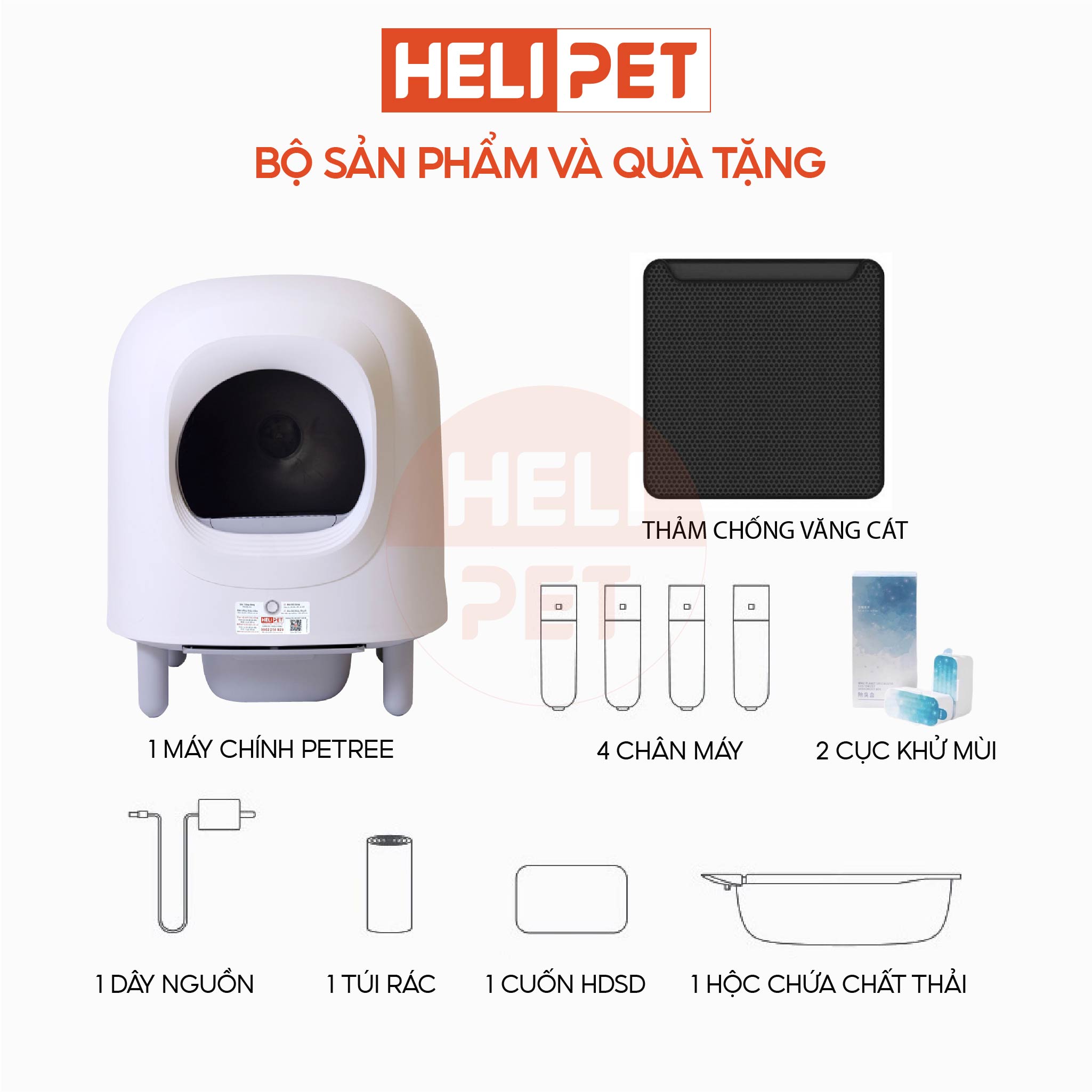 Máy Vệ Sinh, Dọn Phân Mèo Tự Động PETREE x HeLiPet, Kết Nối Wifi, Dùng App, Bản Quốc Tế