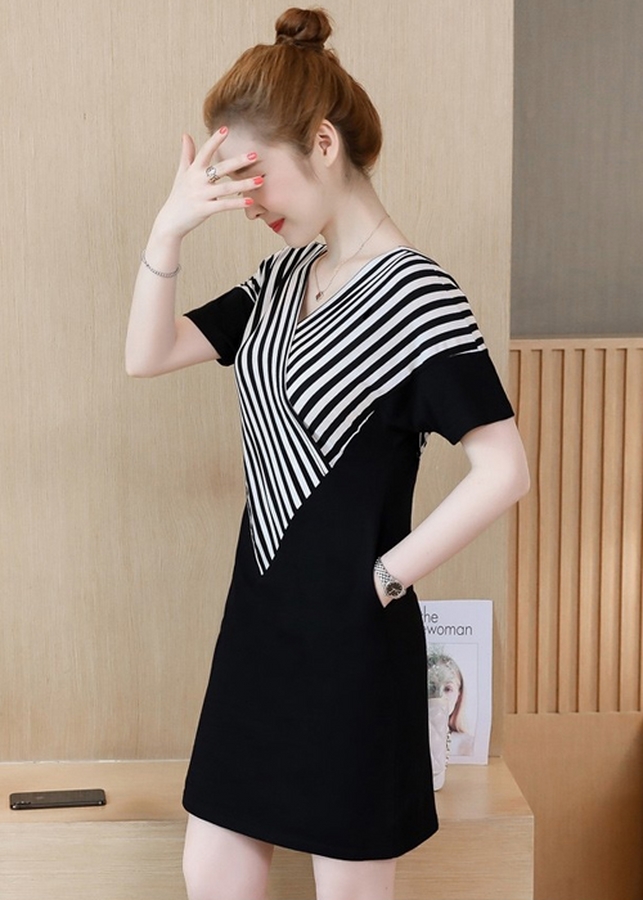 Đầm Nữ Suông Họa Tiết DS989 - Đen