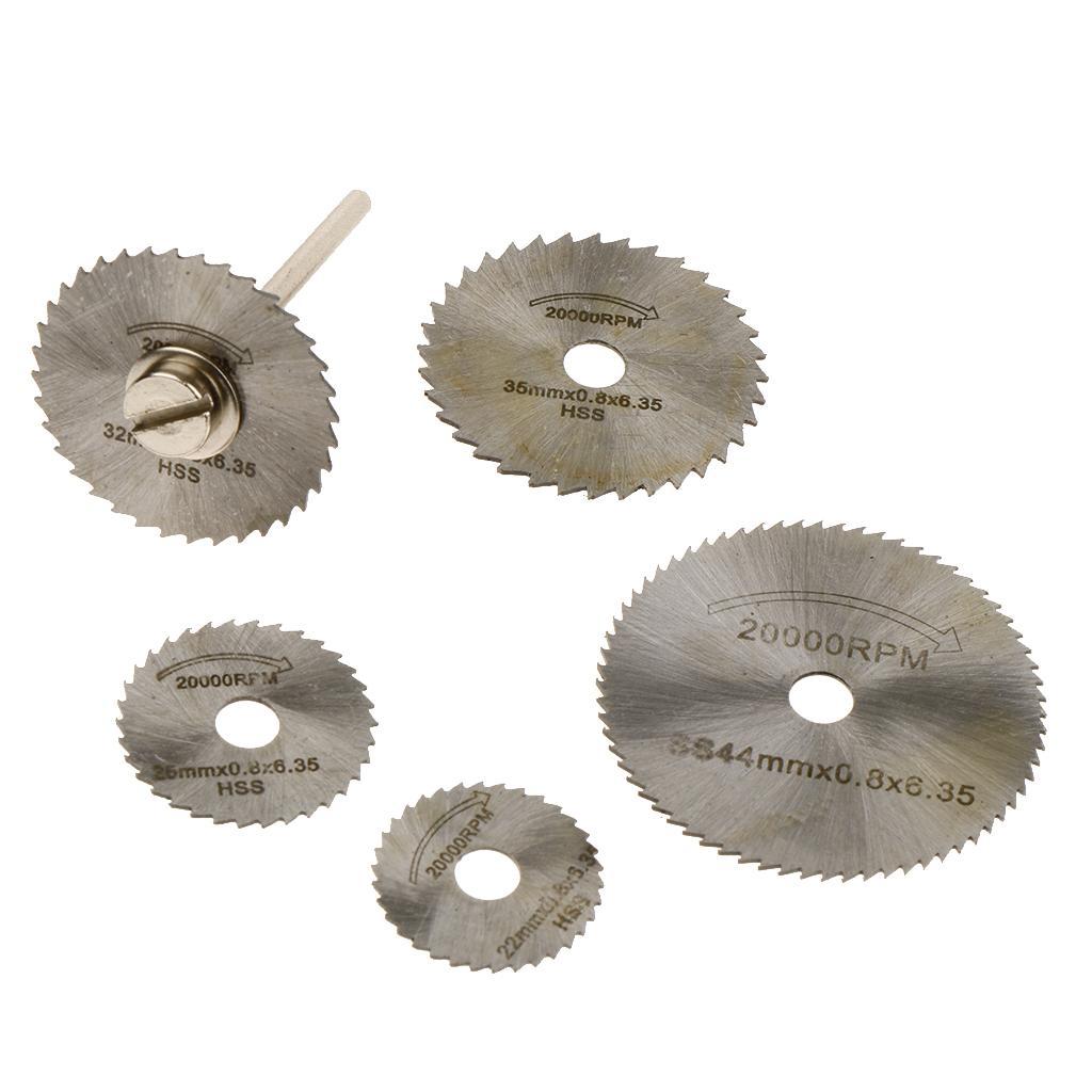 5 Pieces Wood HSS Cutting Discs Wheels 22mm-44mm 3.17mm Mandrel Rotary Tool
