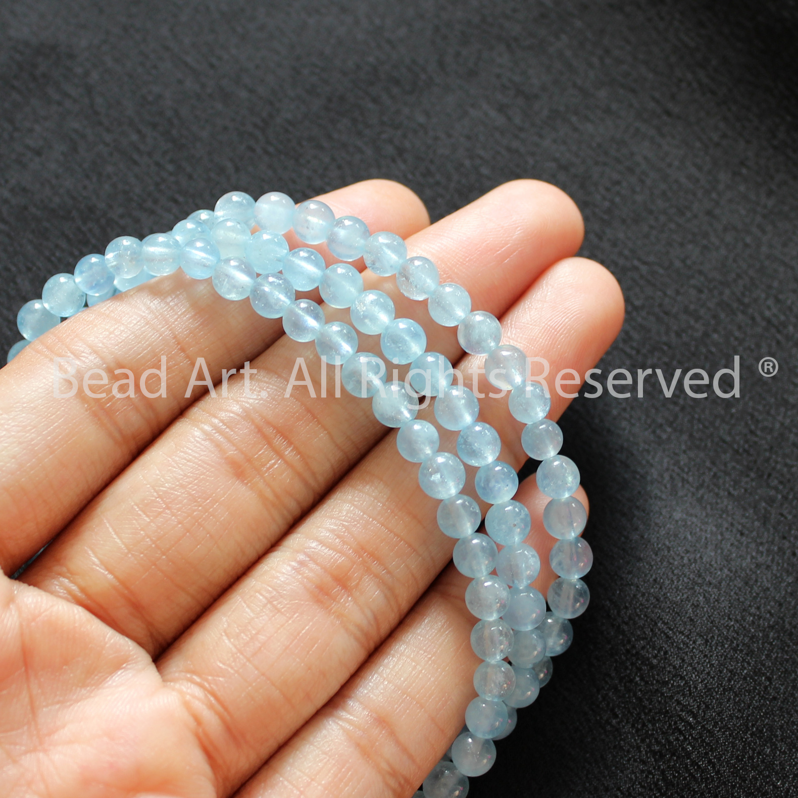 [5 Hạt/10 Hạt] 4.5MM Đá Aquamarine Hải Lam Ngọc Tự Nhiên Xanh Biển Loại AB, Mệnh Thuỷ, Mộc, Phối Vòng Tay Phong Thuỷ, Chuỗi Hạt - Bead Art