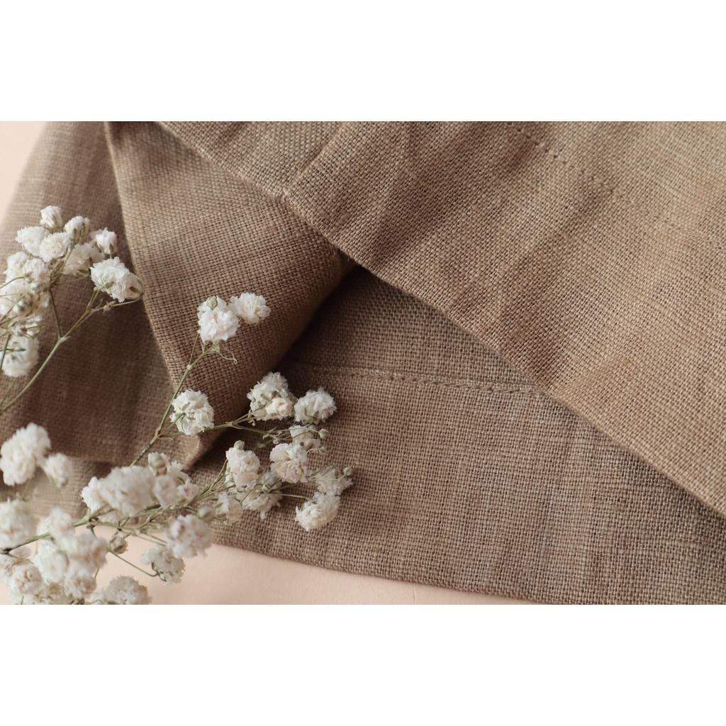 Quần suông Linen KACHISA nút cách điệu màu nâu