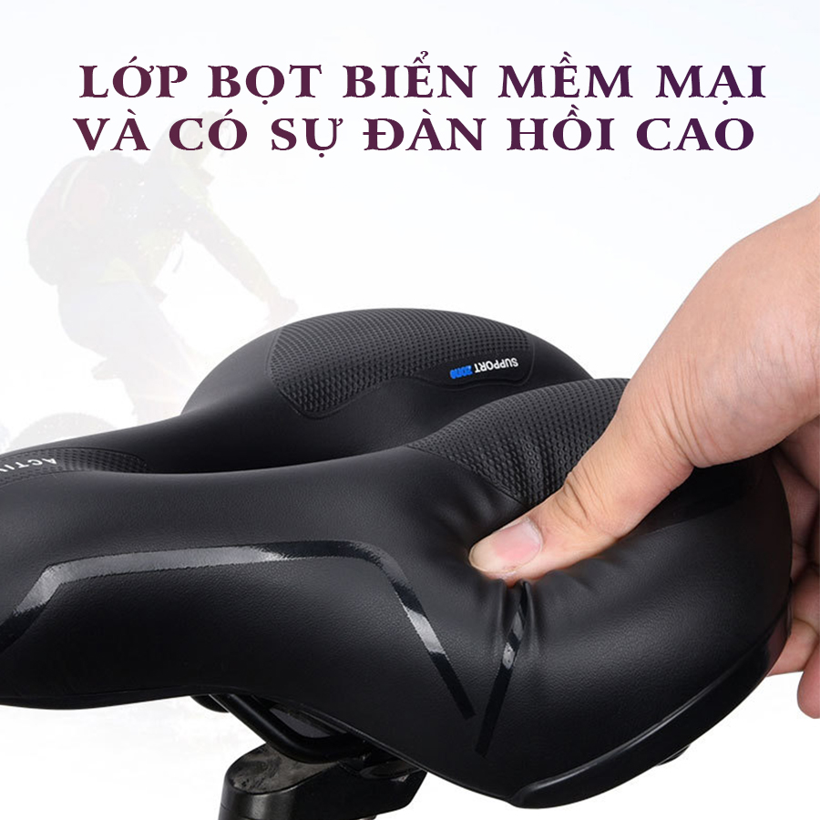 Yên xe đạp thể thao đàn hồi thoáng khí cao cấp chống trượt, siêu êm - Da PU, phản quang sáng, chống sốc - STM06