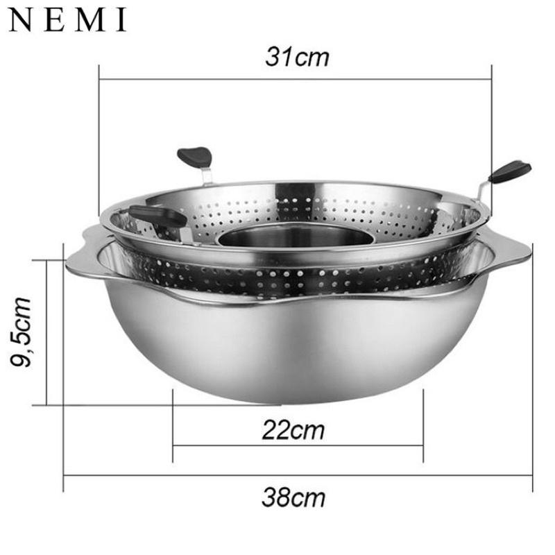 Nồi Lẩu Xoay Inox 2 Tầng Size 32cm Thiết Kế Thông Minh Đa Năng Tiện Lợi 2 In 1 Không Kén Bếp Dùng Được Trên Bếp Từ