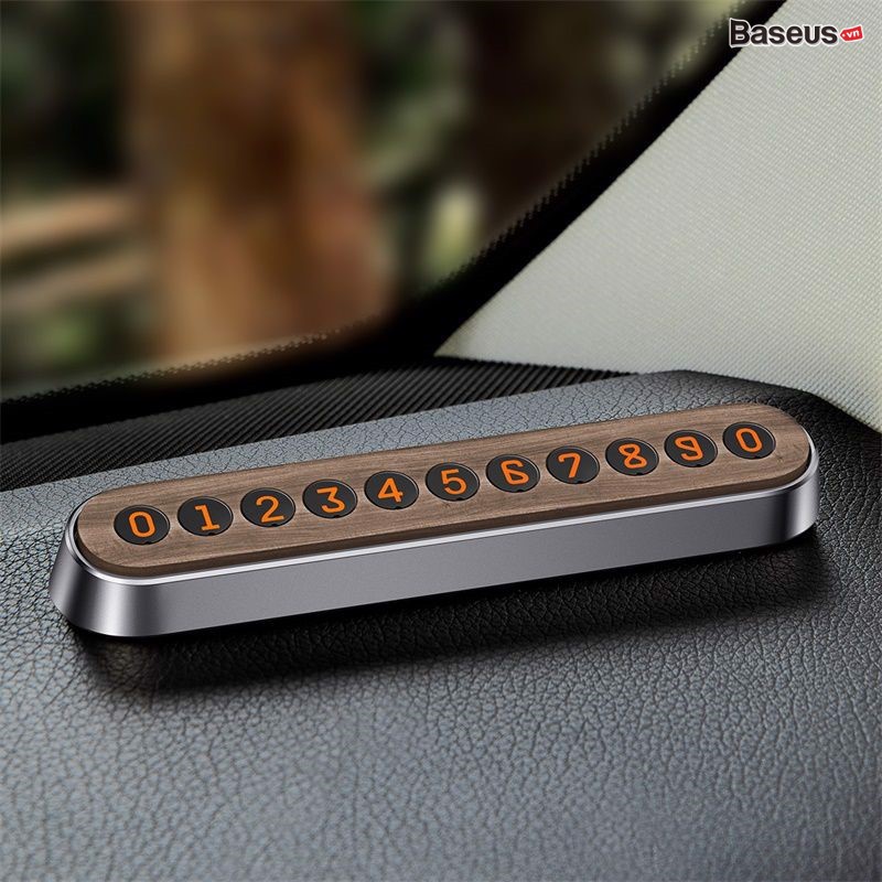 Bảng số điện thoại trên ô tô Baseus Wood Texture Temporary Parking Number Plate(Phiên bản 2 số, Gỗ óc chó)hàng nhập khẩu