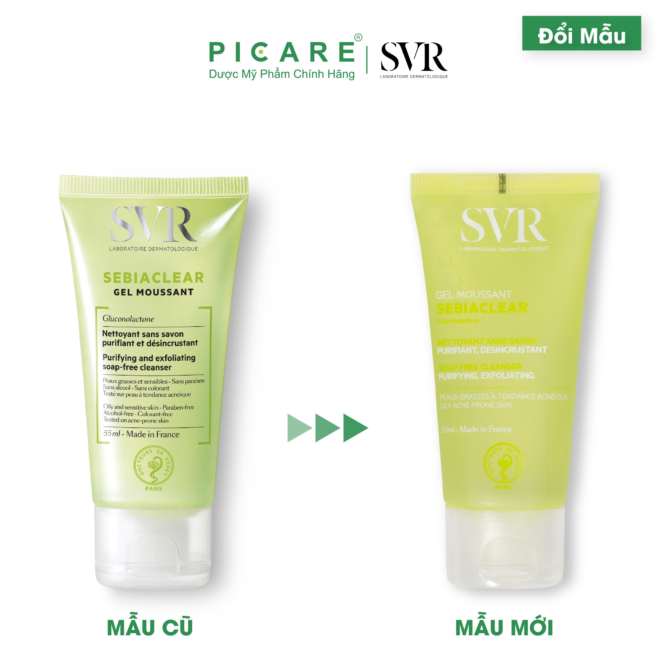 Sữa Rửa Mặt Không Chứa Xà Phòng Dành Cho Da Nhờn Mụn SVR Sebiaclear Gel Moussant 55ml