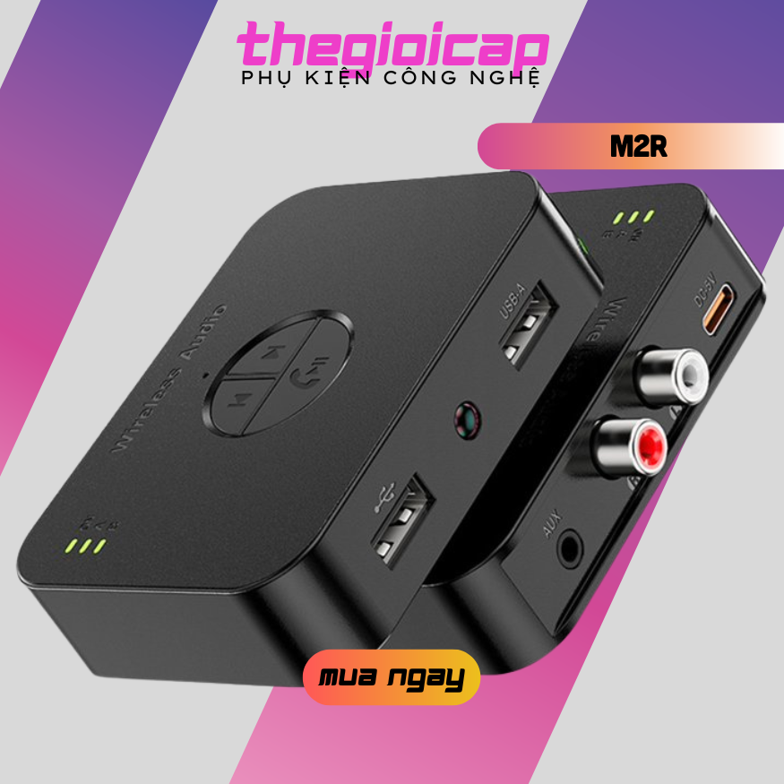 Bộ Thu Bluetooth 5.4 RCA/AUX/USB Cho Loa & Dàn Âm Thanh M2R - Hàng Nhập Khẩu