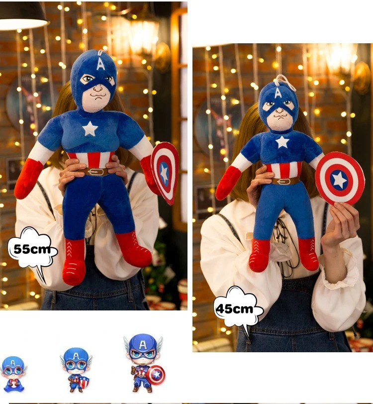 Thú nhồi bông đội trưởng Mỹ - Size 60cm - Quà tặng gấu bông captain amerca siêu anh hùng cho bé.