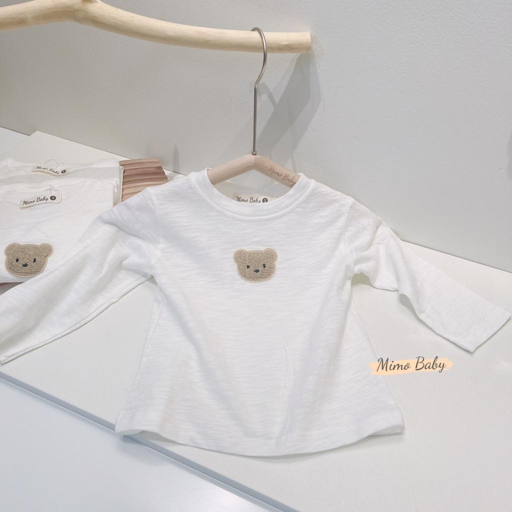 Áo phông dài tay đính gấu vải cotton xước mùa thu đông cho bé QA47 Mimo Baby