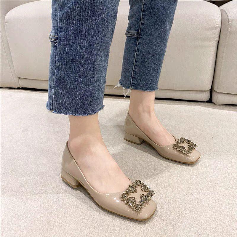 Giày Cao Gót 3 Phân Da Bóng Đính Mặt Vuông 73223_152642