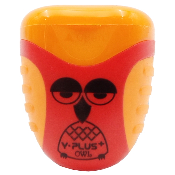 Bộ 2 Chuốt Bút Chì 2 Lỗ Owl Y-PLUS+ - SX1001_OWL - Mẫu 4 - Nắp Màu Cam