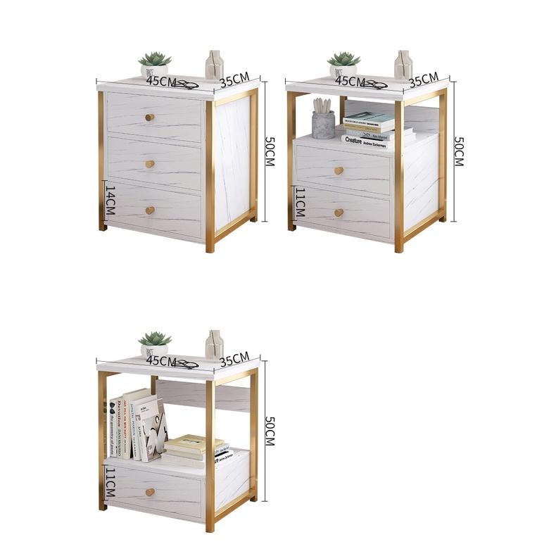 Tủ đầu giường 2 ngăn , kệ đầu giường decor khung sắt mạ vàng 45x34x50cm - MoZi
