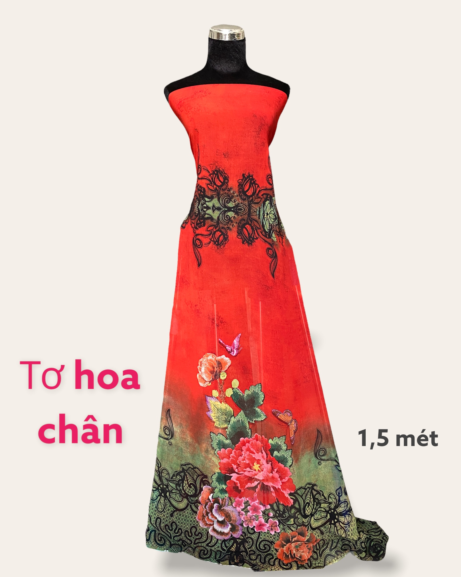 Vải tơ hoa chân co giãn mềm mịn mẫu MS3225