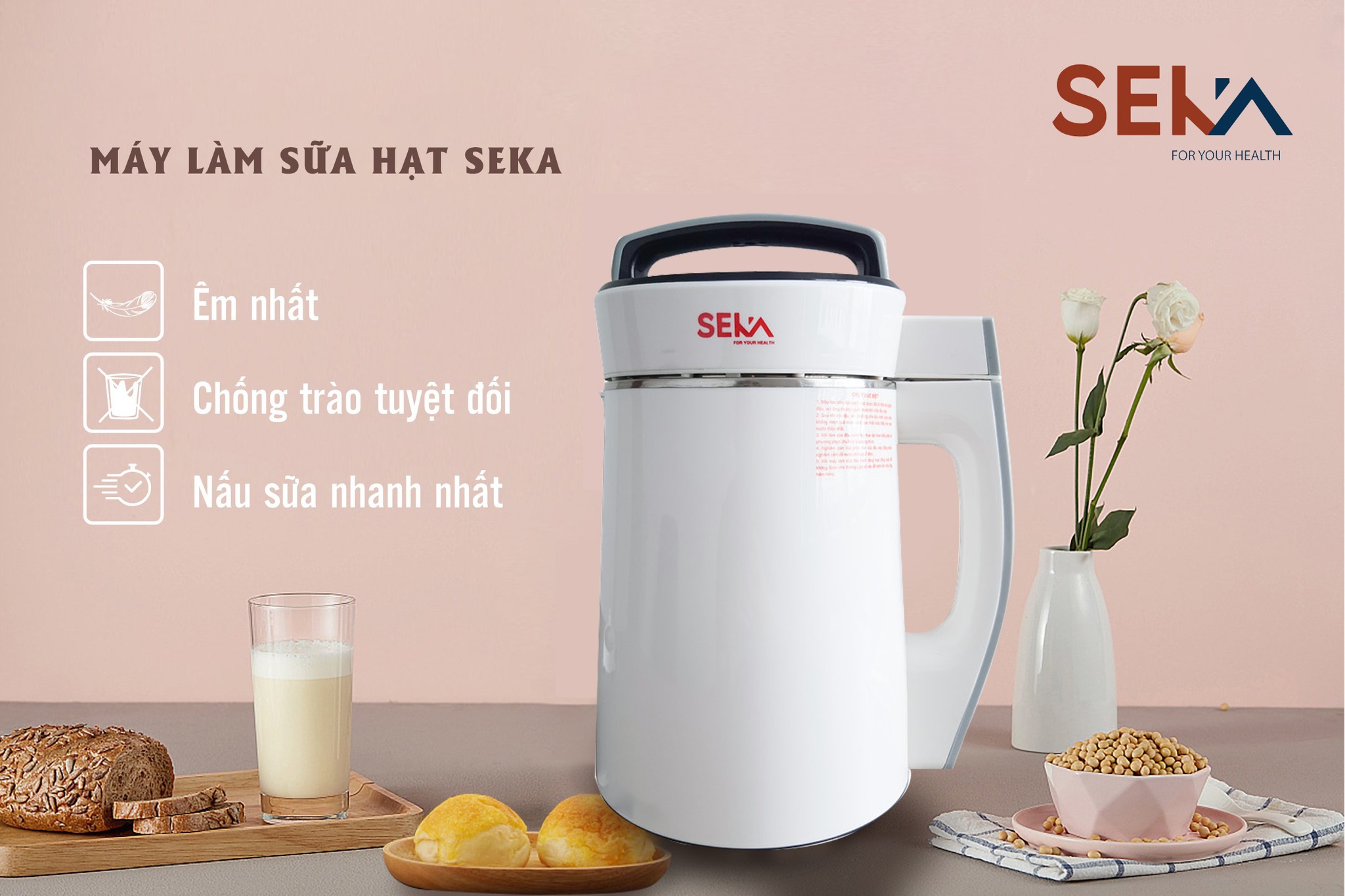 MÁY LÀM SỮA HẠT ĐA NĂNG SEKA LN-D28 10 CHẾ ĐỘ SIÊU TIỆN TRONG 1 CHIẾC MÁY - Hàng Chính Hãng