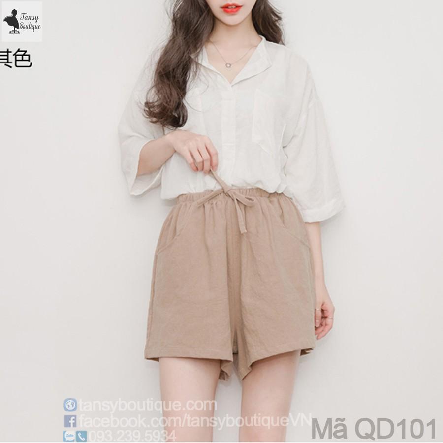Quần shorts nữ, quần đùi đũi cạp chun