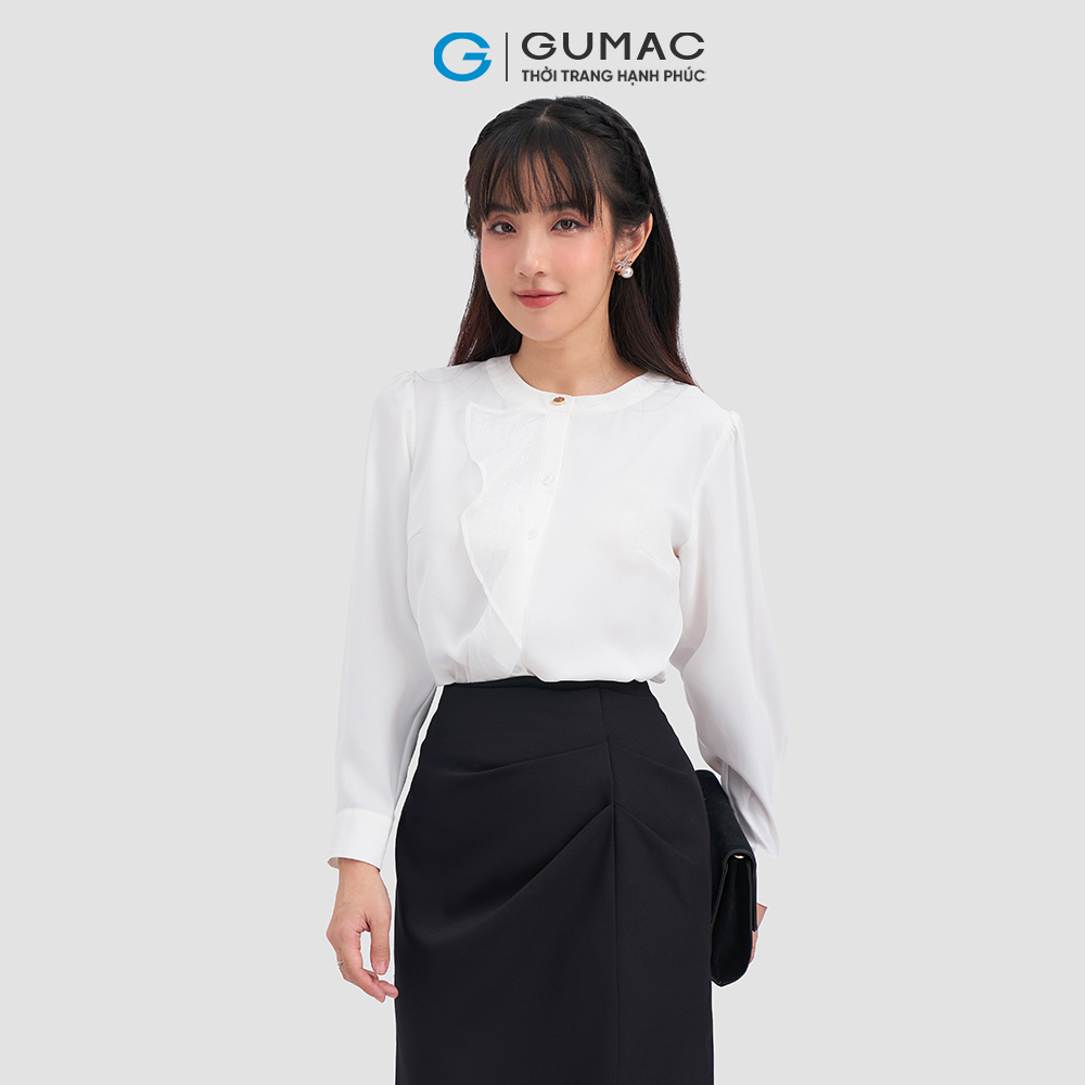 Áo cổ tròn GUMAC AC12041 phối bèo nữ tính
